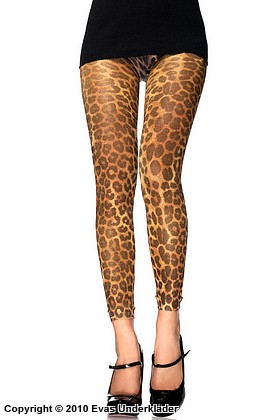 Gemusterte Leggings, schimmernder Lurex, Leopard